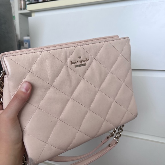 Kate Spade Blush Pink Quilted Gold Chain Crossbody Handbag - Picture 6 of 16